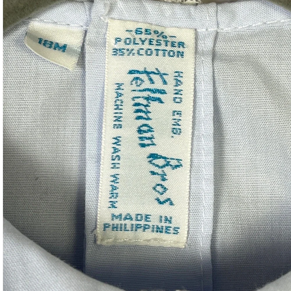 Vintage Feltman Bros Light Blue Smocked Baby Dress Puff Sleeves Lace 18M Cotton